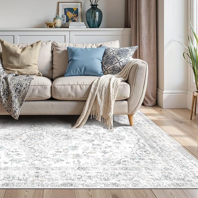 4x6 Area Rugs for Living Room, Small Washable Grey Rugs, Entryway Non Slip Rug - Image 3