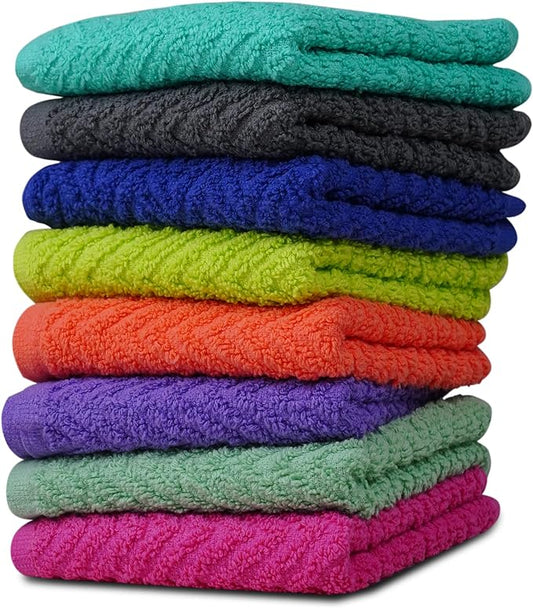 ZUPERIA Zigzag Multicolor Wash Cloths -8 Pack -12" x 12"- Highly Absorbent Soft by Zuperia
