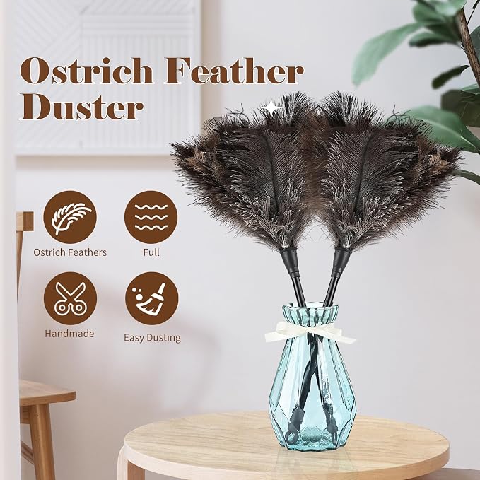 Natural Ostrich Feather Duster 14.9 inch Fluffy Mini Dusters - Image 3