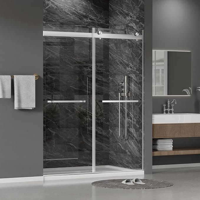 56"-60" W x 75" H Frameless Shower Door, Double Sliding Shower Door, 5/16" by FINDEPOT