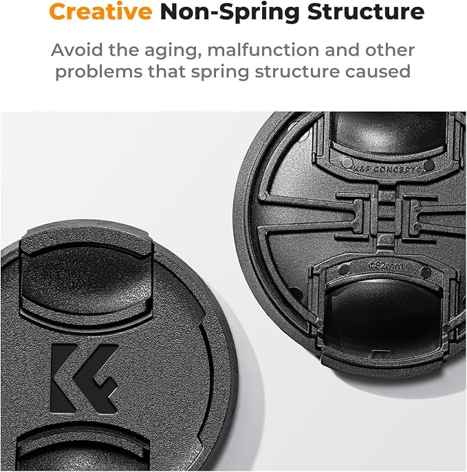 K&F CONCEPT 58mm Lens Cap Cover, 4-in-1 Center Pinch Lens Cover + Anti-Loss - Image 3