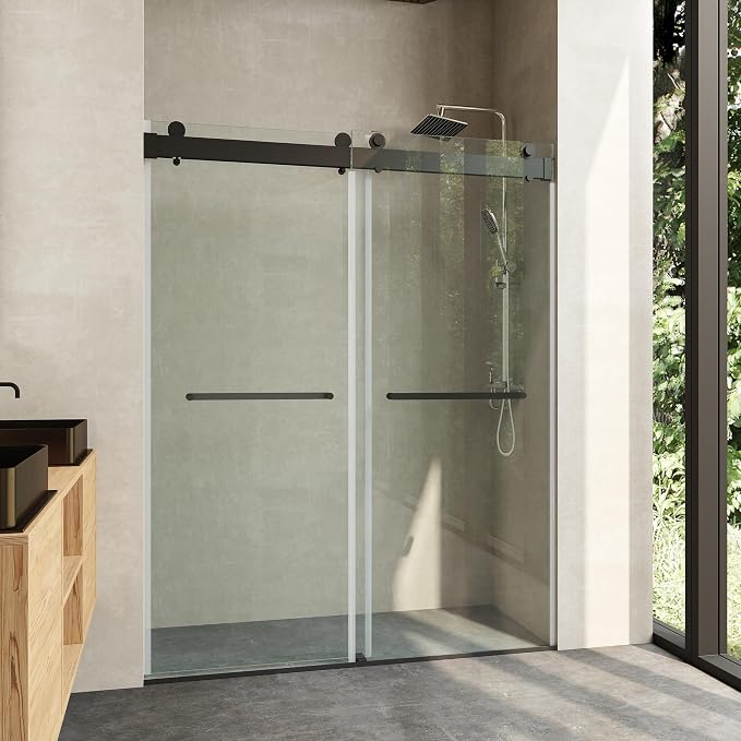 Frameless Soft Close Shower Door, 72 "H, 3/8" Clear Tempered Glass, Double - Image 9