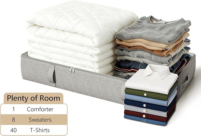 2-Pack Under Bed Storage Containers, 6 Inches Tall Underbed Clothes Storage - Image 4