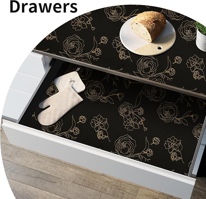 Shelf Liners for Kitchen Cabinets 17.5in x 20FT Non Adhesive Drawer Liner Black - Image 9