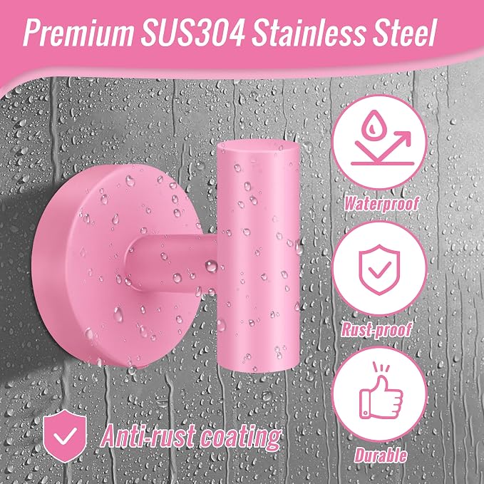 Towel Hooks, SUS 304 Stainless Steel Hooks, Heavy Duty Door Hanger Towel Robe - Image 4