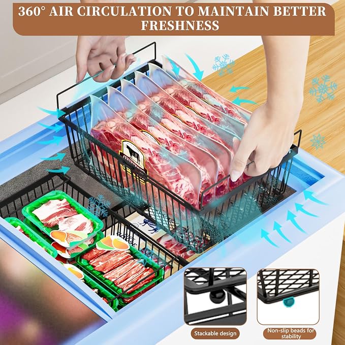 Large Freezer Organizer Bins，Upgraded Bottom Leak-Proof net，Fit 10 to 20 Cu Ft - Image 6