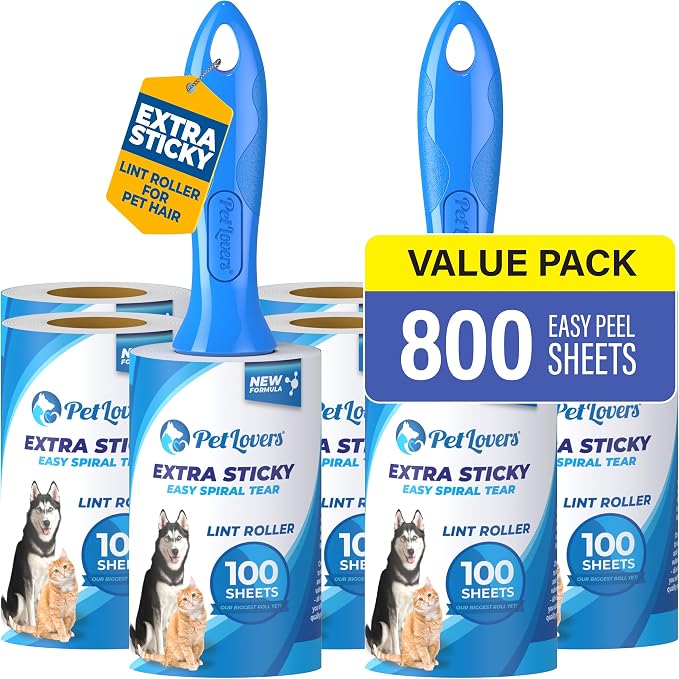 PetLovers Extra Sticky Lint Roller Ultimate Value Set 800 Sheets by PetLovers