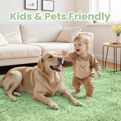 6x9 Area Rugs for Living Room Rug: Soft Fluffy Shag Mint Green Rugs for Bedroom, Non-Slip Large Fuzzy Plush Rug Indoor Floor Carpet for Nursery Kids Boys Girls Room, Dorms, Playroom, Modern Home Decor