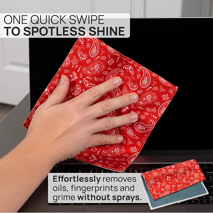 Quick Cloth Microfiber Glasses Cleaning Cloths – 8x8, Paisley Red, 1 Pack - Image 2