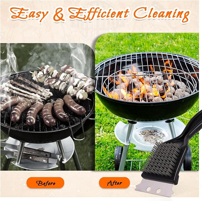 2 Pcs Grill Brush and Scraper, Barbecue Grill Cleaning Brush Stainless Steel - Image 3