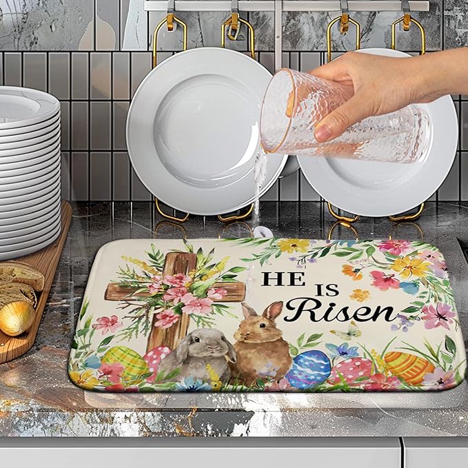 Easter He Is Risen Bunny Dish Drying Mat - Image 5