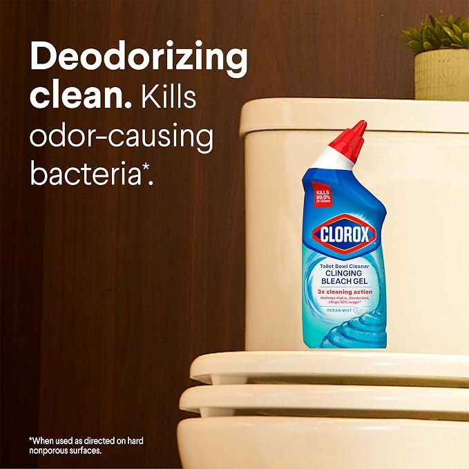 CLOROX Toilet Bowl Cleaner Clinging Bleach Gel, Ocean Mist, 24 Fl Oz - Image 6