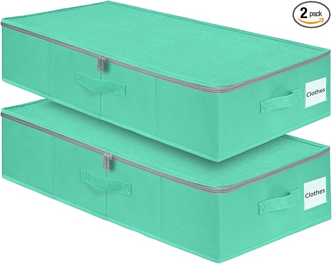 punemi 2-Pack Under Bed Storage Containers, 6.7 Inches Tall Underbed Clothes by Punemi