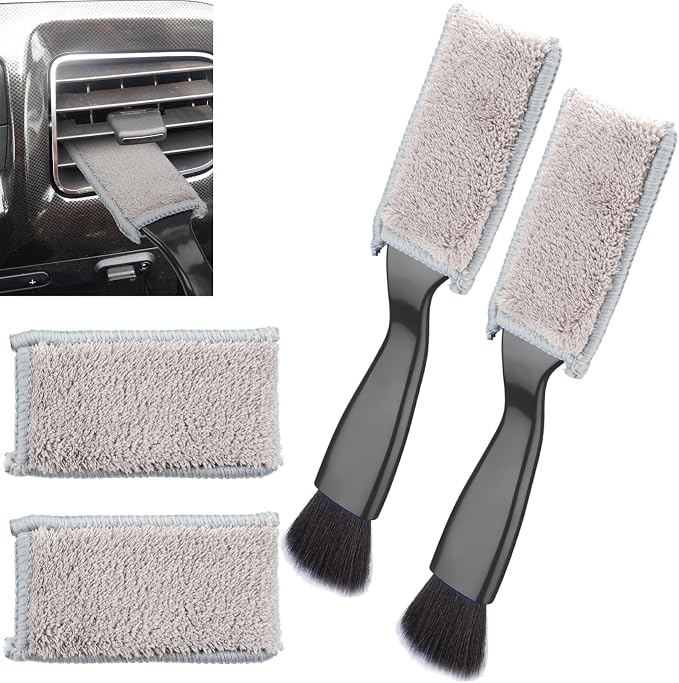 2PCS Double Head Brush for Car Clean, Universal 2 in 1 Car Detailing Brush by BFXM