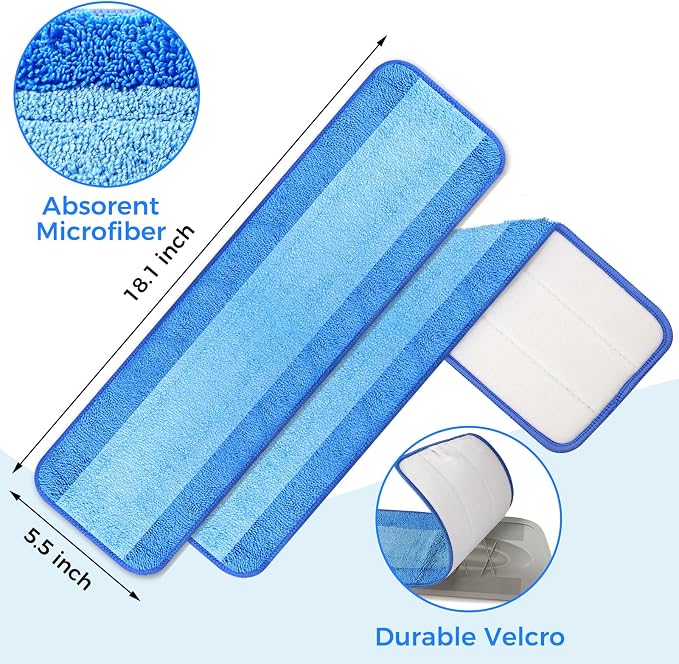 8-Pack Microfiber Cleaning Pads, 18-Inch Microfiber Mop Pads Compatible - Image 3