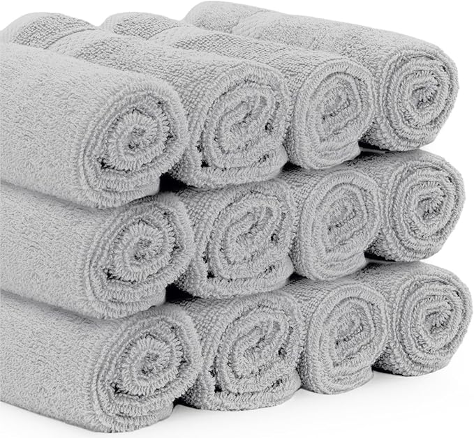 White Classic Luxury Cotton Washcloths 13x13 Inch - Image 3