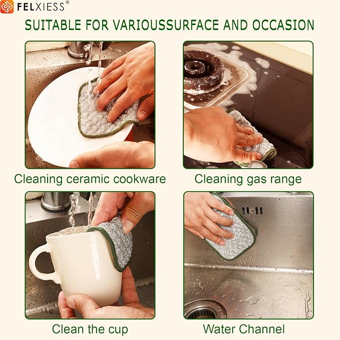 2026 New Double Side Non Scratch Wire Dishcloths, Reusable Metal Dish Cloth - Image 3