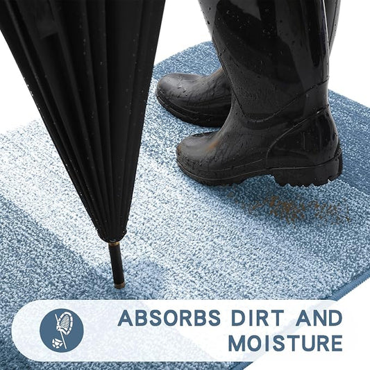 Kitinjoy Indoor Outdoor Door Mat, 59x36 Non-Slip Absorbent Dirt Trapper - Image 2