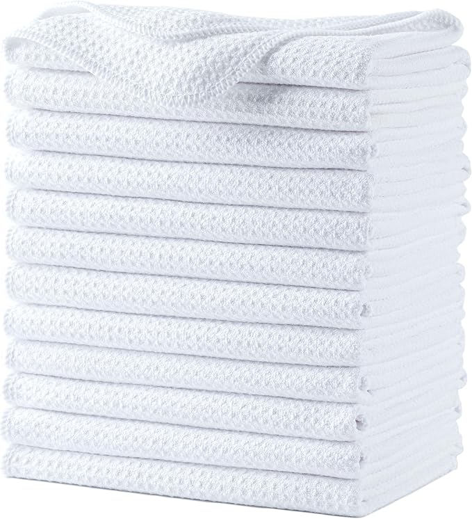 POLYTE Premium Microfiber Kitchen Dish Hand Towel Waffle Weave 12 Pack by Polyte