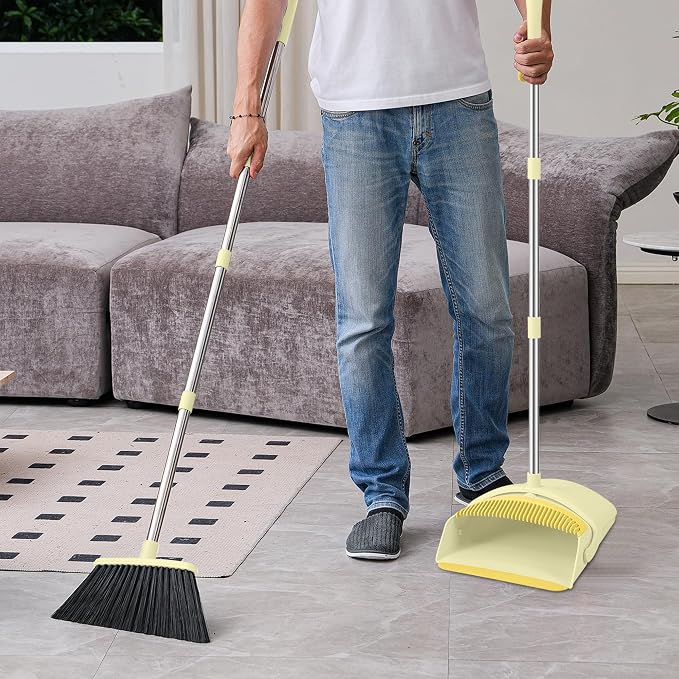 Broom with Dustpan Combo Set, 54-in Adjustable Handles Broom and Dustpan Set - Image 8