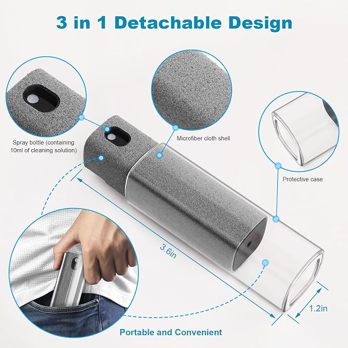 4 Pack Screen Cleaner 3-in-1 Touchscreen Mist Cleaner Spray and Microfiber - Image 2