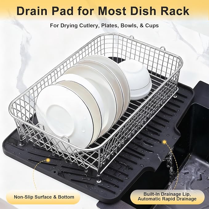 Silicone Dish Drying Mat for Kitchen Counter, Non-Slip Dish Drying Pad - Image 6