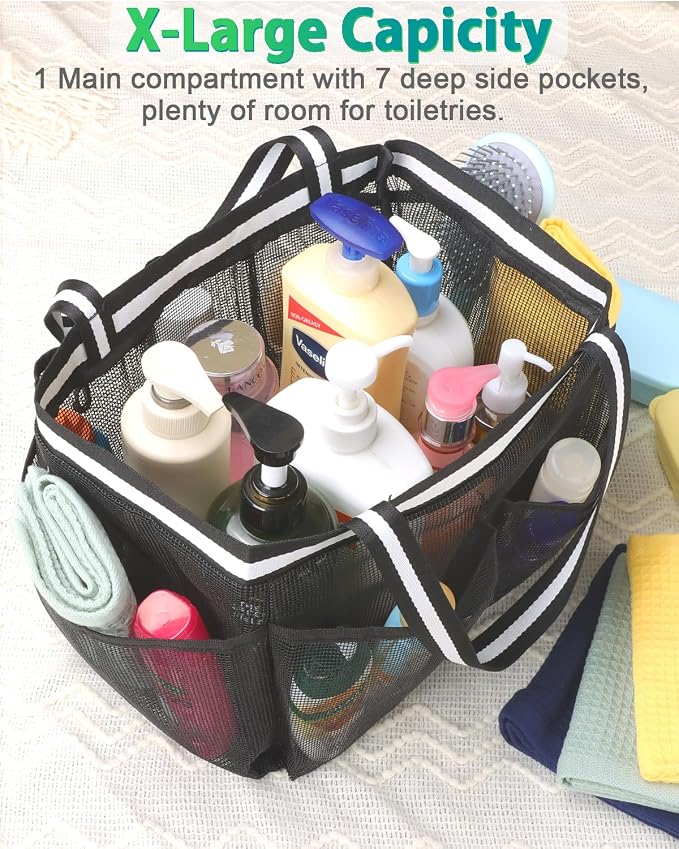 XL Mesh Shower Caddy Portable Shower Bag - Image 4