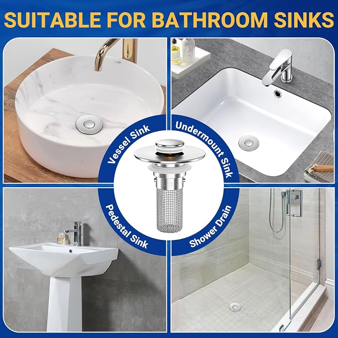 Bathroom Sink Drain Strainer, Pop-Up Bathroom Sink Stopper - Image 8