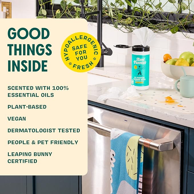 Aunt Fannie's Natural Cleaning Vinegar Wipes, Bright Lemon Scent - Image 4