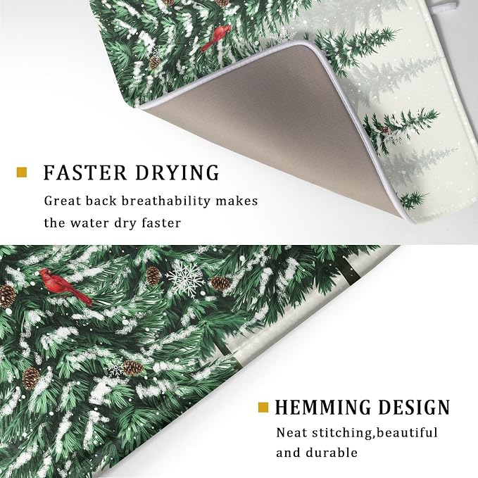 Winter Green Pine Tree Dish Drying Mat - Image 3
