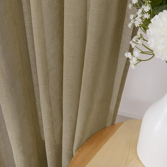 Tollpiz Sheer Tier Curtains Kitchen Linen Textured Half Curtain Sheers Light - Image 3
