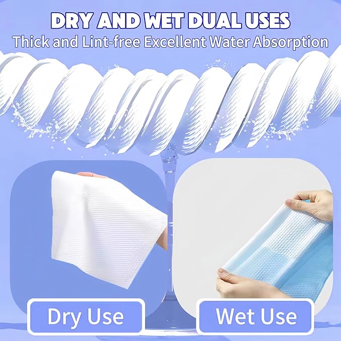Disposable Face Towel 300 Count, Soft Cotton Clean Skin Face Towels, Dry Wipes - Image 3