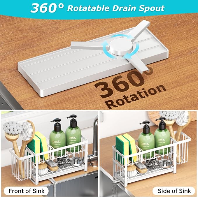 Sponge Holder for Kitchen Sink, 2 Tier Sink Caddy Organizer Countertop - Image 4