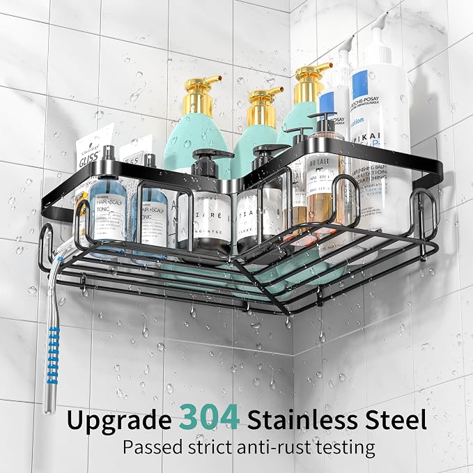 Moforoco 5-Pack Shower Caddy, 10.2in Diameter, 90-Degree Right Angle, Easy - Image 4