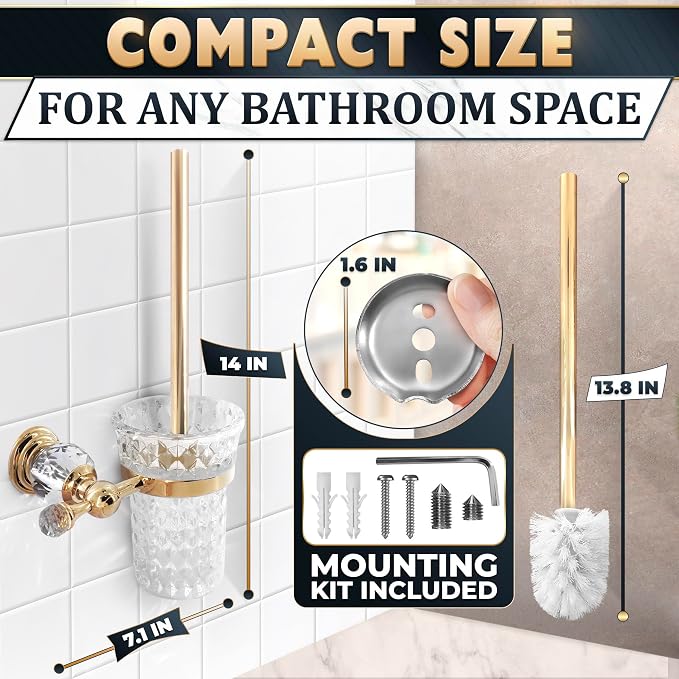 Gold Stainless Steel Toilet Brush - Image 2