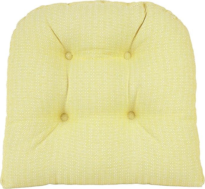 Klear Vu Gripper Overstuffed Universal Non-Slip Dining Chair Cushions for Kitchen Decor or Office Use, U-Shaped Skid-Proof Seat Pad, 17x17 Inches, 2 Count (Pack of 1), Solid Yellow