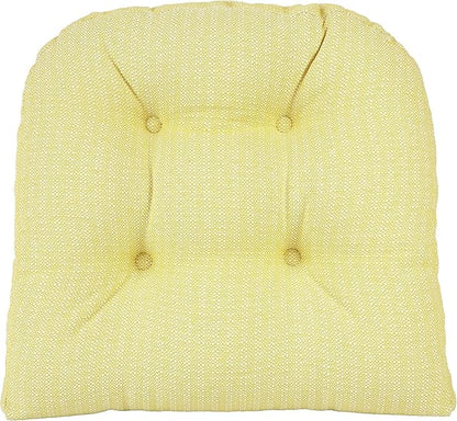 Klear Vu Gripper Overstuffed Universal Non-Slip Dining Chair Cushions for Kitchen Decor or Office Use, U-Shaped Skid-Proof Seat Pad, 17x17 Inches, 2 Count (Pack of 1), Solid Yellow