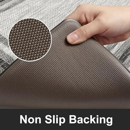 KIMODE Anti Fatigue Kitchen Mat, 17.3"x29" Cushioned Kitchen Rug, Non Slip Waterproof Kitchen Floor Mat, Farmhouse Comfort Standing Mat for Laundry, Office, Sink, Desk Grey