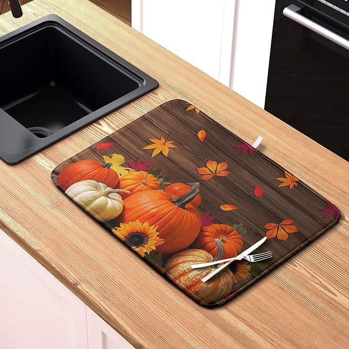 AutumnThanksgiving Pumpkin Dish Drying Mat - Image 6