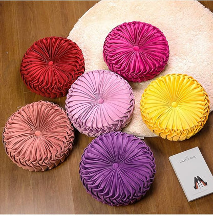 HLOVME Throw Pillow for Couch Decorative 3D Pumpkin Round Velvet Cushion for Sofa Bed Chair Floor 15"X15", Dark Purple