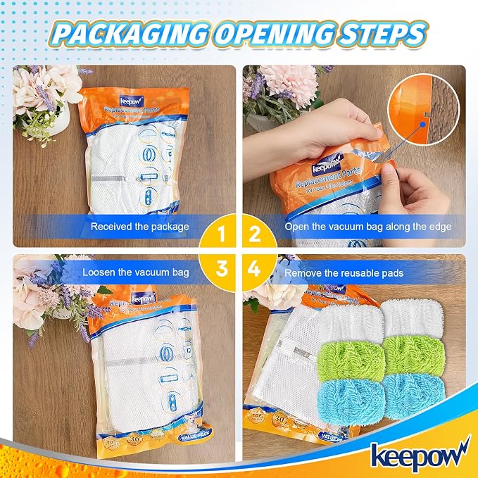 KEEPOW Reusable Microfiber Mop Pads Compatible - Image 9