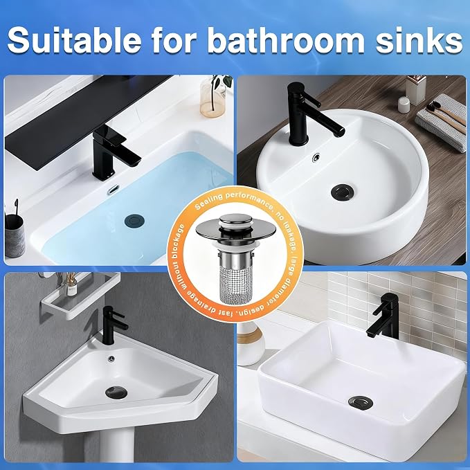 Sink Stopper Hair Catcher, Pop-up Sink Drain Strainer - Image 8