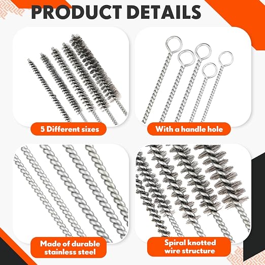 10 Pcs Wire Tube Brushes Bulk for Cleaning Pipe Tube Brass Stainless Steel - Image 3