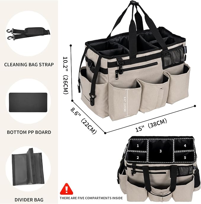 Wearable Cleaning Caddy Bag for Cleaning Supplies, Large Capacity Cleaning - Image 2