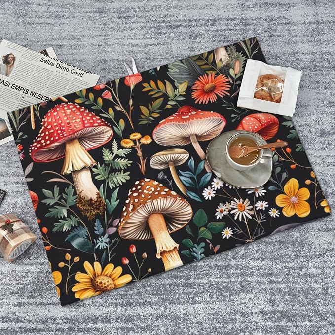 Forest Floral Mushroom Dish Drying Mat - Image 8