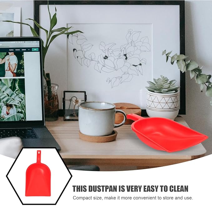 HEMOTON Handheld Dustpan and Desktop Cleaning Shovel Red Plastic Garbage Sweeper - Image 8