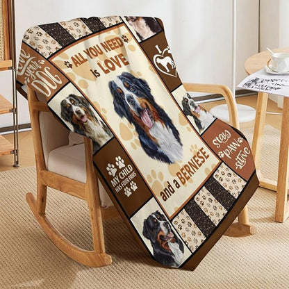 Bernese Mountain Dog Print Blanket Best Dog Pet Animal Throw Blankets for Couch Sofa Stuff Decor Gifts Lightweight Soft Cozy Fleece Plush Warm Flannel Bedding for Lover Man Woman Teen Adults 50"x60"