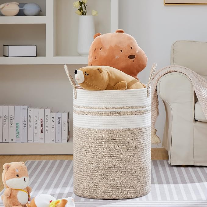 VIPOSCO Large Laundry Hamper, Tall Woven Rope Storage Basket - Image 2