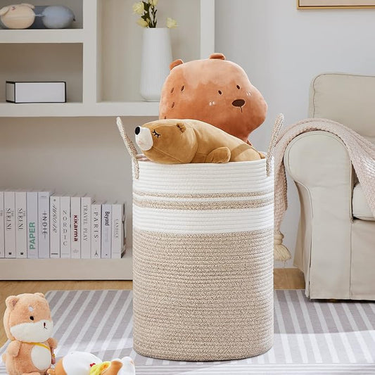 VIPOSCO Large Laundry Hamper, Tall Woven Rope Storage Basket - Image 2