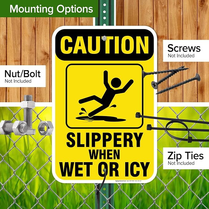 Caution Slippery When Wet Sign or ICY Sign, Fade Resistance, Indoor/Outdoor Use - Image 5